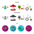 Carousel, sandbox, park, tricycle. Playground set collection icons in cartoon,flat,monochrome style vector symbol stock Royalty Free Stock Photo
