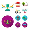 Carousel, sandbox, park, tricycle. Playground set collection icons in cartoon,flat style vector symbol stock Royalty Free Stock Photo