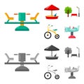 Carousel, sandbox, park, tricycle. Playground set collection icons in cartoon,monochrome style vector symbol stock Royalty Free Stock Photo