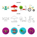 Carousel, sandbox, park, tricycle. Playground set collection icons in cartoon,outline,flat style vector symbol stock Royalty Free Stock Photo