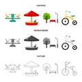 Carousel, sandbox, park, tricycle. Playground set collection icons in cartoon,outline,monochrome style vector symbol Royalty Free Stock Photo