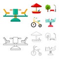 Carousel, sandbox, park, tricycle. Playground set collection icons in cartoon,outline style vector symbol stock Royalty Free Stock Photo