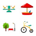 Carousel, sandbox, park, tricycle. Playground set collection icons in cartoon style vector symbol stock illustration web Royalty Free Stock Photo