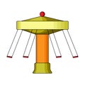 Carousel with seats on chains for children. Amusement park.Amusement park single icon in cartoon style vector symbol