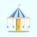 Carousels. Amusement park. Flat vector illustration