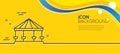 Carousels line icon. Amusement park sign. Minimal line yellow banner. Vector