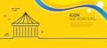 Carousels line icon. Amusement park sign. Minimal line yellow banner. Vector