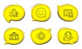 Carousels, Skyscraper buildings and Seo timer icons set. Smile sign. Vector