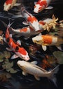 Carp background koi pond nature colorful animal fishes water aquatic swim orange