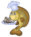 Carp chef with earthworms Royalty Free Stock Photo