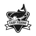 Carp fishing. Emblem template with carp fish. Design element for logo, label, sign, poster. Royalty Free Stock Photo