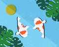Carp koi fish in pond illustration design