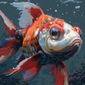 A carp Koi fish in warrior helmet Royalty Free Stock Photo