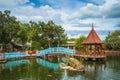 Carp pond and pavilion in Hualien sugar factory, taiwan