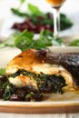 Carp with spinach