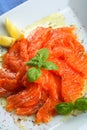 Carpaccio from kipper with juniper Royalty Free Stock Photo