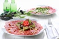 Carpaccio with salad and pine nut Royalty Free Stock Photo