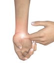 Carpal tunnel is a medical condition due to compression of the median nerve as it travels through the wrist at the carpal tunnel Royalty Free Stock Photo