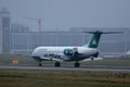 Carpatair jet taxiing on taxiway Royalty Free Stock Photo