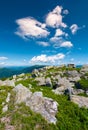 Carpathian alps with huge boulders on hillsides