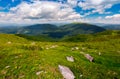 Carpathian alps with huge boulders on hillsides