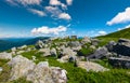 Carpathian alps with huge boulders on hillsides