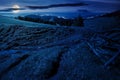carpathian countryside scenery in spring at night
