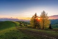 Carpathian countryside at sunset in springtime Royalty Free Stock Photo