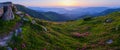 Carpathian morning summer panorama view