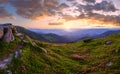 Carpathian morning summer panorama view