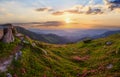 Carpathian morning summer panorama view