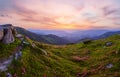 Carpathian morning summer panorama view