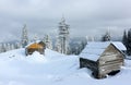 Carpathian mountain landscape in winter.