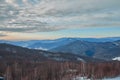 Carpathian mountains in beautiful beech forests in winter