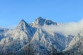 Carpathian mountains, Bucegi with Caraiman Peak, clouds, snow