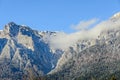 Carpathian mountains, Bucegi with Caraiman Peak, clouds, snow