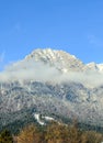 Carpathian mountains, Bucegi with Cross in top of Caraiman Peak