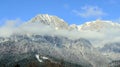 Carpathian mountains, Bucegi with Cross in top of Caraiman Peak