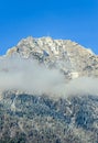 Carpathian mountains, Bucegi with Cross in top of Caraiman Peak