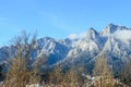 Carpathian mountains, Bucegi with Cross in top of Caraiman Peak