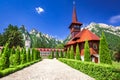 Carpathian Mountains, Busteni, Caraiman mt. and Monastery Royalty Free Stock Photo