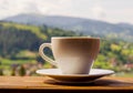 Carpathian mountains with coffee still life Royalty Free Stock Photo