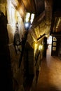 The interior of one of the hotels in the Carpathians stylized as an ancient castle