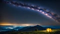 Carpathian mountains, night view, starry sky illustration