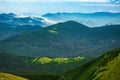 Carpathian Mountains. Panorama of green hills in summer mountain Royalty Free Stock Photo