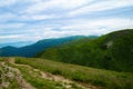 Carpathian Mountains. Panorama of green hills in summer mountain Royalty Free Stock Photo