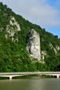 Carpathian mountains, Romania - june 29 2023 : Decebalus rock sculpture