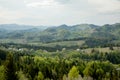 Carpathian Mountains top view landscape ridge summer season dramatic weather time with cloudy blue sky background Royalty Free Stock Photo