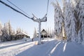 Carpathian mountains in winter in Romania, ski resort Paltinis, Sibiu