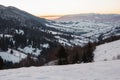Carpathian rural landscape in winter Royalty Free Stock Photo